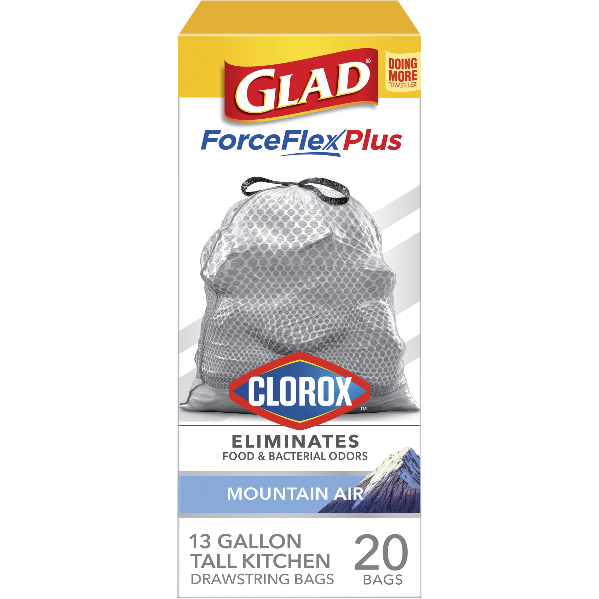 GLAD ForceFlexPlus XL X-Large Kitchen Drawstring Trash Bags - 20