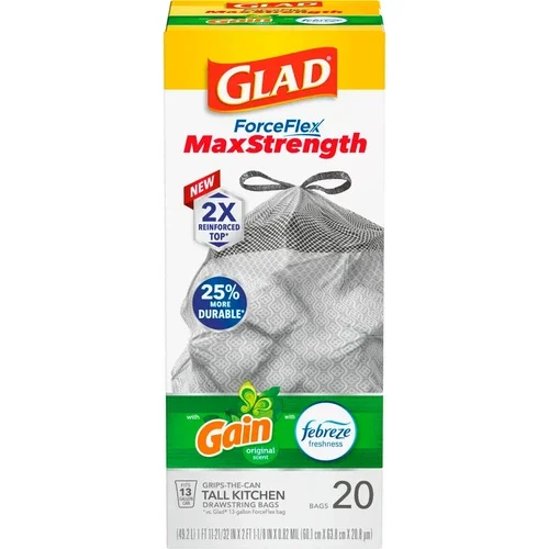 ?Glad Forceflex Maxstrength Scented Kitchen Trash Bags, 13 Gallon,