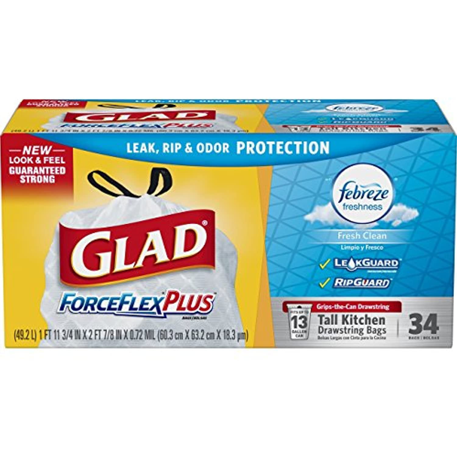 Glad Forceflex Plus Drawstring Fresh Clean Odorshield Advanced Protection -  28 Count - Jewel-Osco