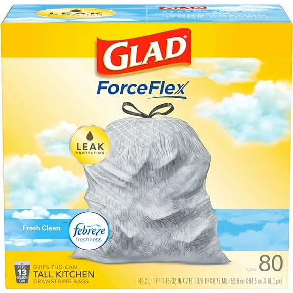 Glad Forceflex Tall Kitchen Trash Bags (Pack of 5)
