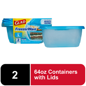 Gladware Freezerware 64oz Large Rectangle Containers 2ct