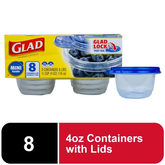 Gladware Everyday Mini 4oz Mini Round Containers 8ct