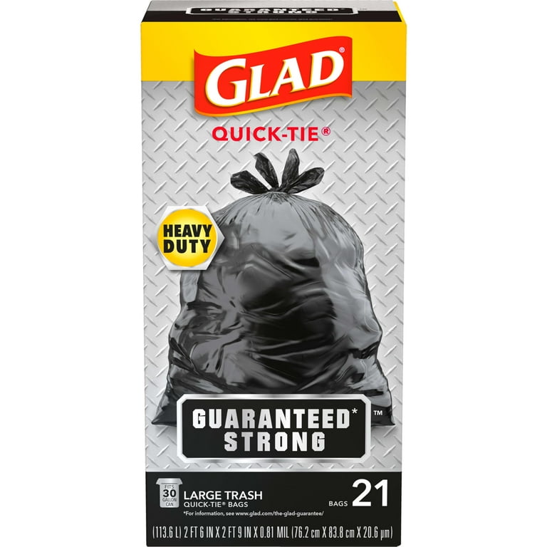 https://i5.walmartimages.com/seo/Glad-Guaranteed-Strong-Large-Quick-Tie-Trash-Bags-30-Gallon-21-Count_21fccda3-e321-4d97-972f-d10c5d1d05ed.90238c7f554af2d9b1d49653c8ce70ec.jpeg?odnHeight=768&odnWidth=768&odnBg=FFFFFF