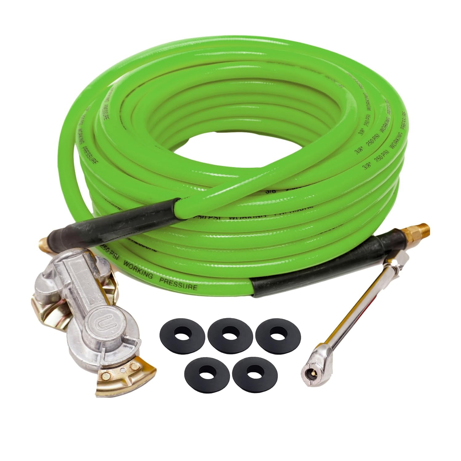 Torque Heavy Duty Truck Tire Inflator Kit, Including 3/8" x 50 ft Air Hose, Universal GladHand & Dual Foot Chuck, Glad Hand Air Hose Kit with Extra 5 pcs Gladhand Seals (TR63051G)