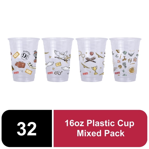 Glad Harry Potter Halloween Printed Plastic Cups Mixed Pack Images 16oz 32 Count