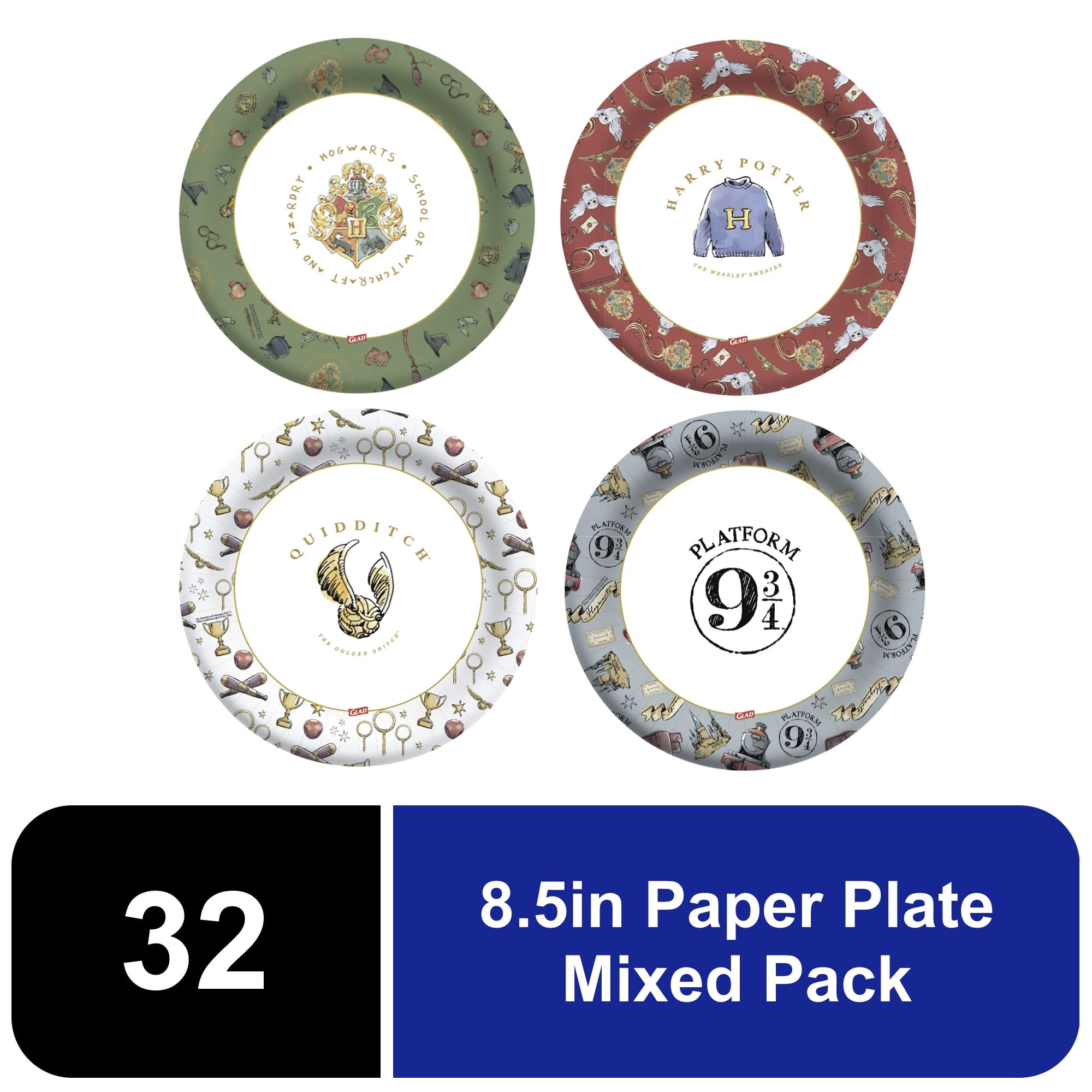 Glad Harry Potter Halloween Round Paper Plates Mixed Pack Images 8.5in 32ct