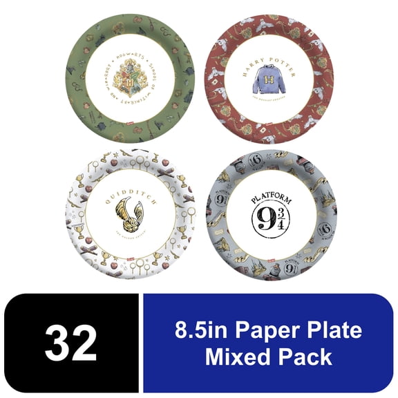Glad Harry Potter Halloween Round Paper Plates Mixed Pack Images 8.5" 32 Count
