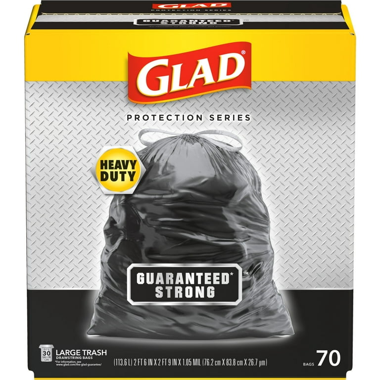 Pami Large 30-Gallon Drawstring Trash Bags [8-Pack, Black] - Multipurpose Extra-Strong Plastic Garbage Bags- Thick Unscented Trash Can Liners for