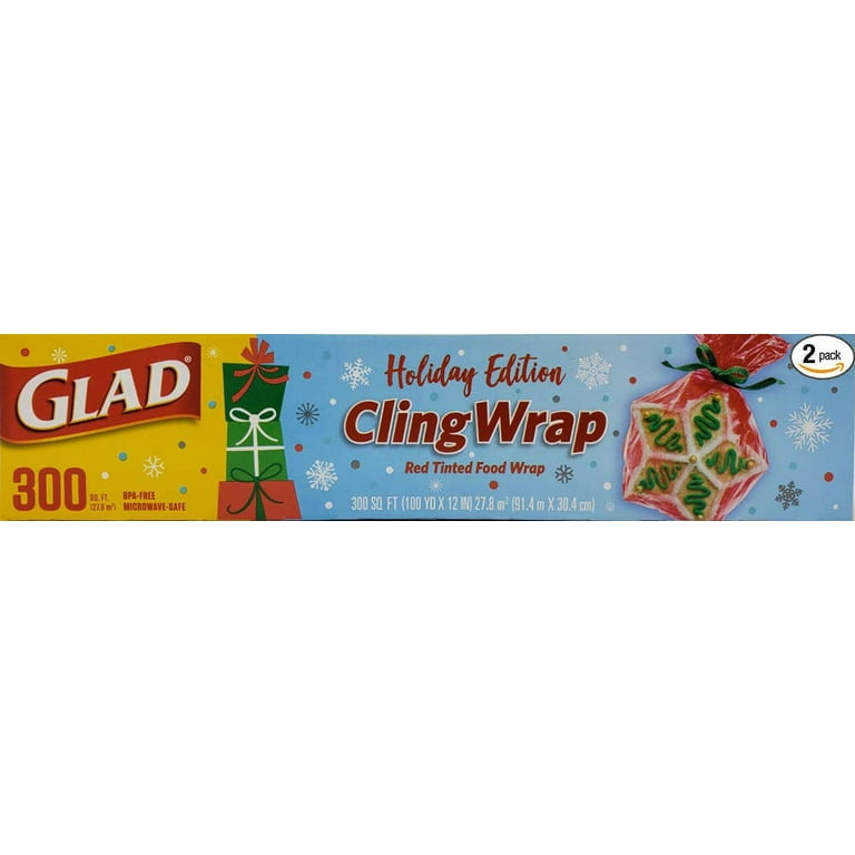 Glad Holiday Edition Cling Wrap Red Tinted Food Wrap, Pack Of 2 