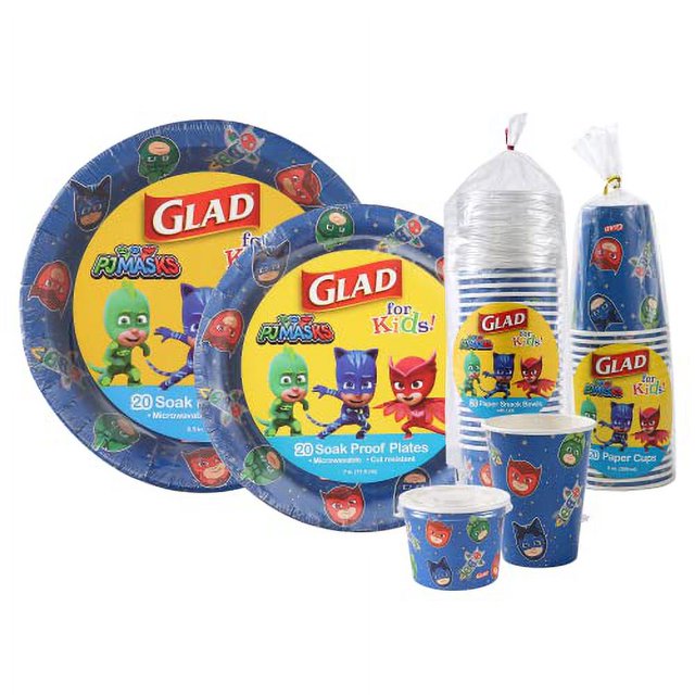 Glad for Kids 12 oz PJ Masks Space Paper Snack Bowls with Lids, 20 Ct