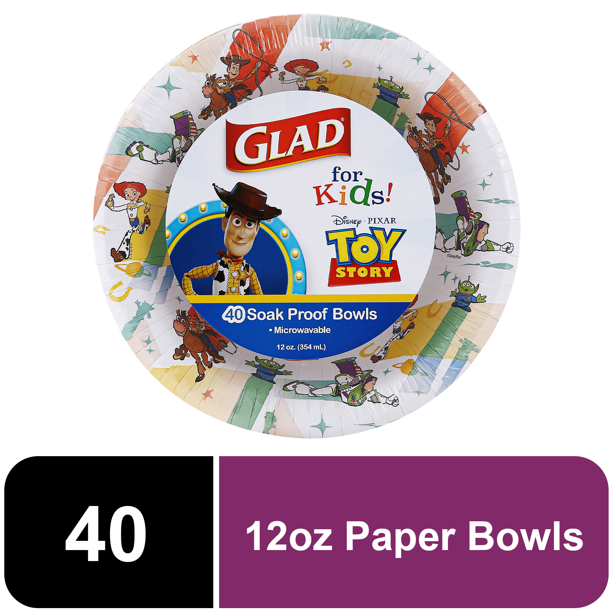 Glad Kids - 12oz Paper Bowls 40ct - Disney - Toy Story Light Beams
