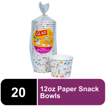 Glad Kids Unicorns Paper Snack Bowls No Lid 12oz 20ct