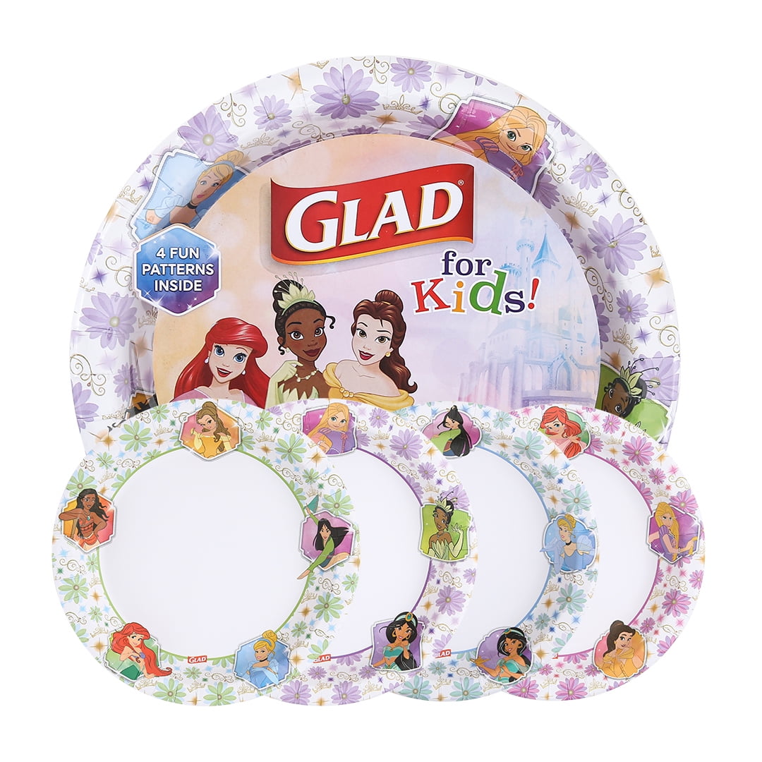 Glad Kids - 8.5" Round Paper Plate - 320ct - Disney - Floral Frames - MIXED PACK