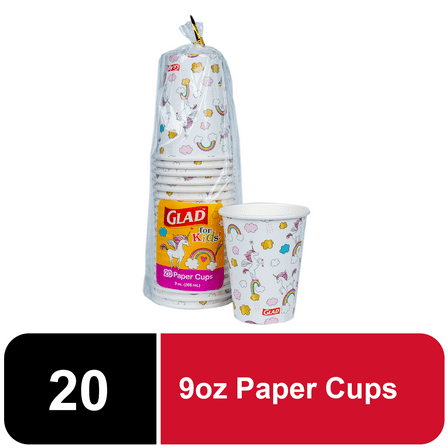 Glad Kids Unicorns Paper Cups 9oz 20ct