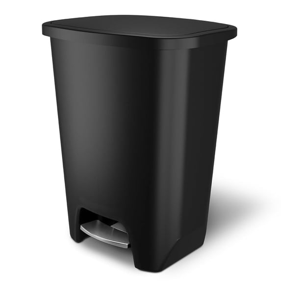 13 Gallon Trash Can with Odor Protection Lid, Hands-Free Step Pedal and Bag Rings, Kitchen Waste Bin, Black
