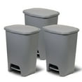 thumbnail image 1 of Glad Kitchen Trash Can with Lid and Garbage Bag Rings, 20 Gallon, Grey, 3 Pack, 1 of 7