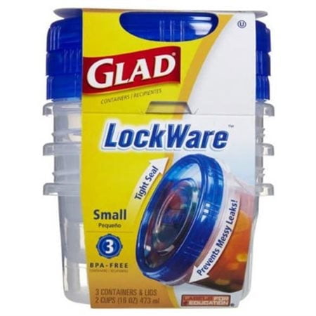 Glad Lockware 78410 Containers, Small, 3 Containers and Lids Per Pack