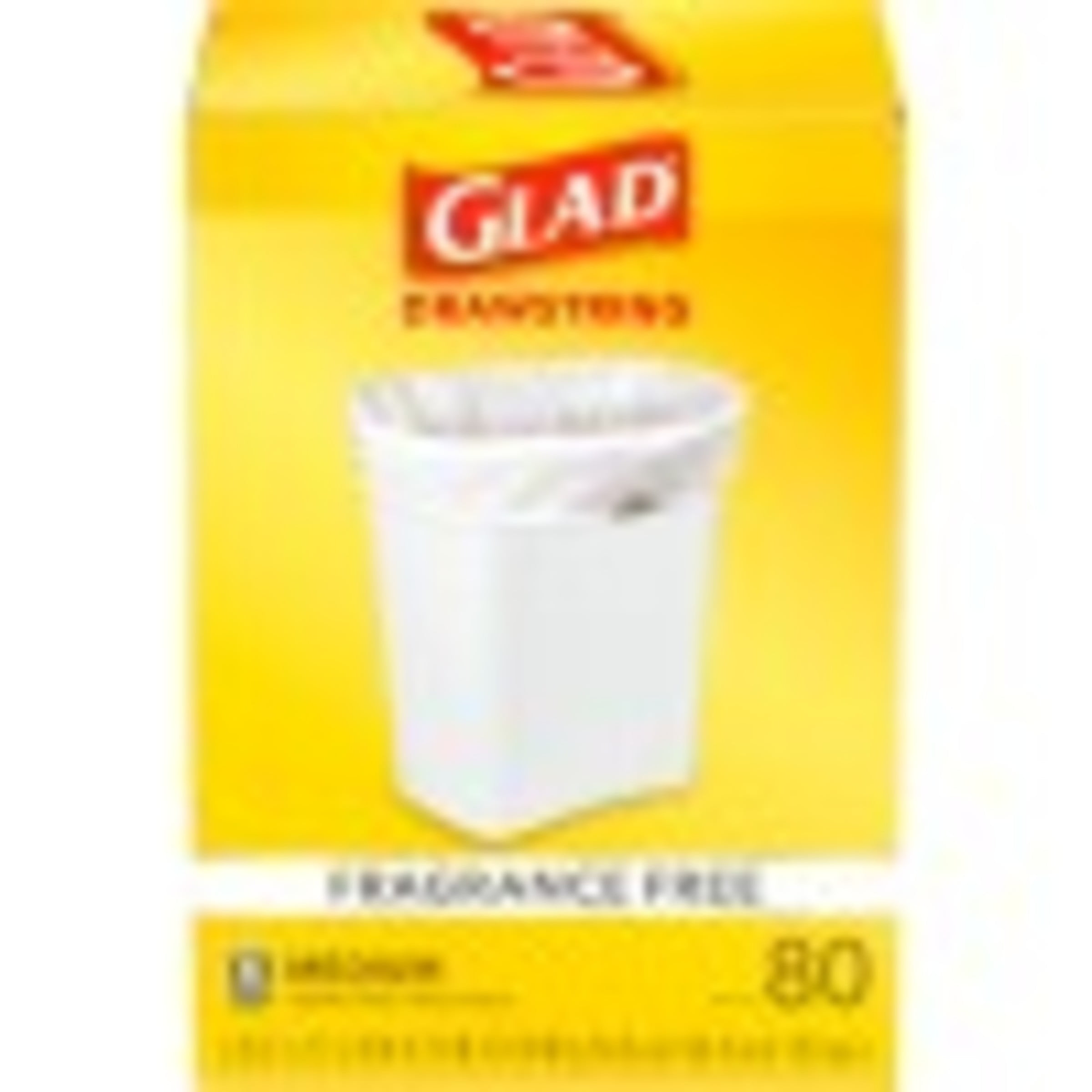 Glad 8 Gallon Medium Drawstring Trash Bags, Fragrance Free, 80 Bags