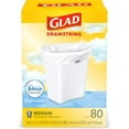 thumbnail image 1 of Glad Medium Kitchen Drawstring, 8 Gallon Trash Bags, Fresh, Clean Scent, 80 Count, White, 1 of 5
