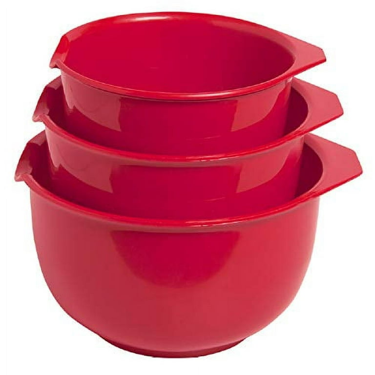 Glad Mixing Bowls with Pour Spout, Set of 3, Nesting Design Saves Space, Non-Slip, BPA Free, Dishwasher Safe