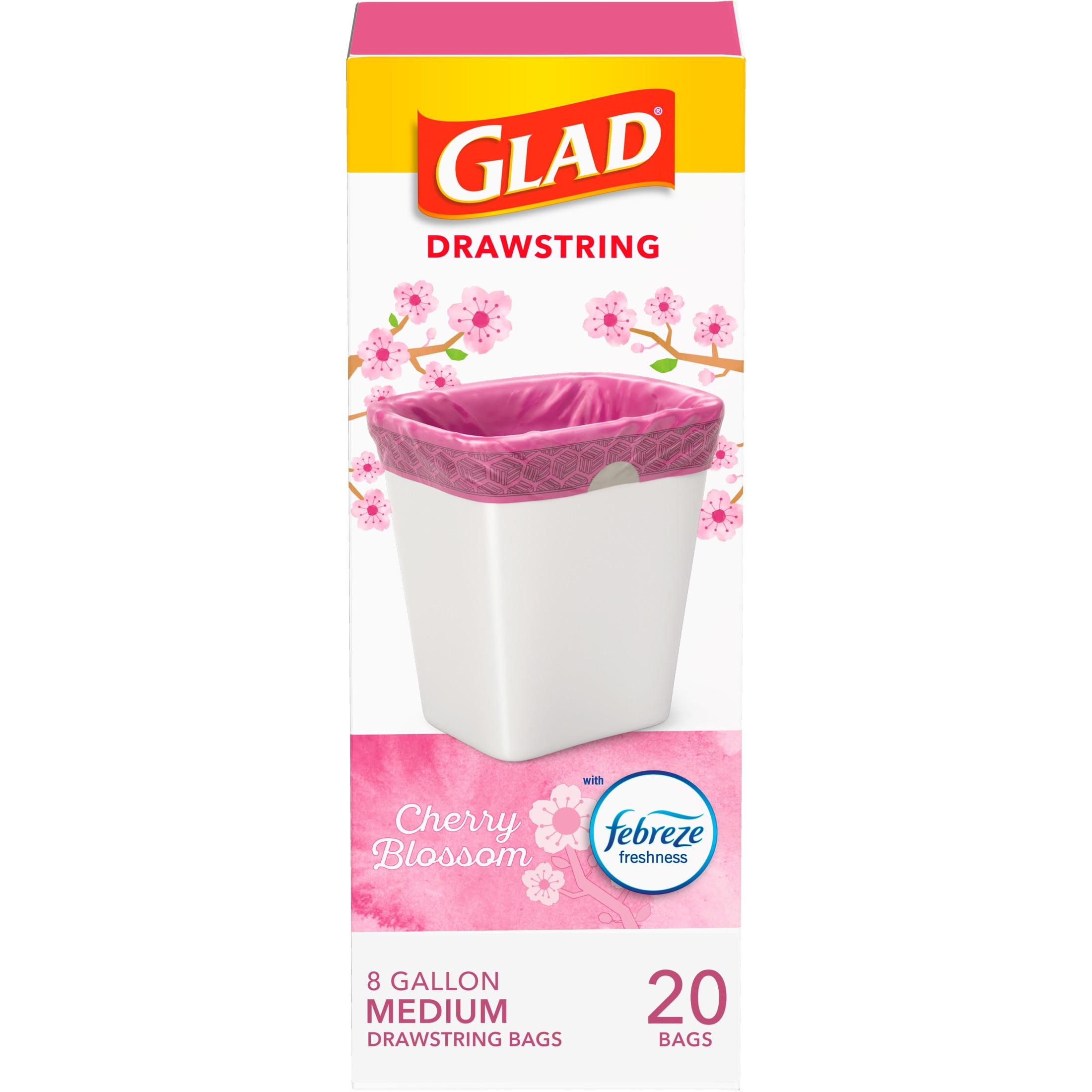 Glad OdorShield Medium Drawstring Trash Bags, 8 Gallon Trash Bag