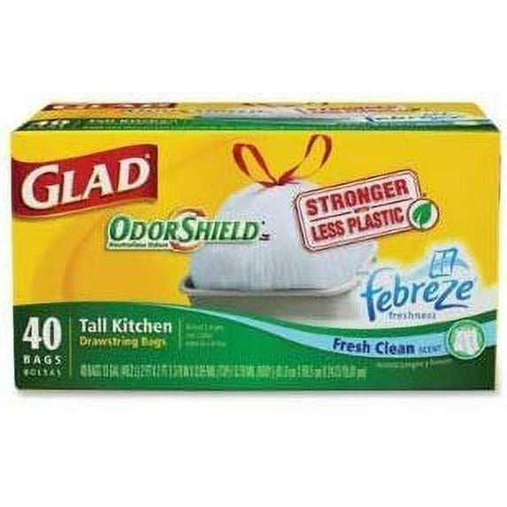 Glad OdorShield Tall Kitchen Drawstring Trash Bags Pack of 8