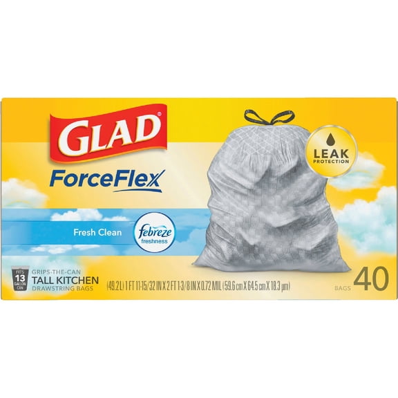 Glad OdorShield Tall Kitchen Drawstring Trash Bags