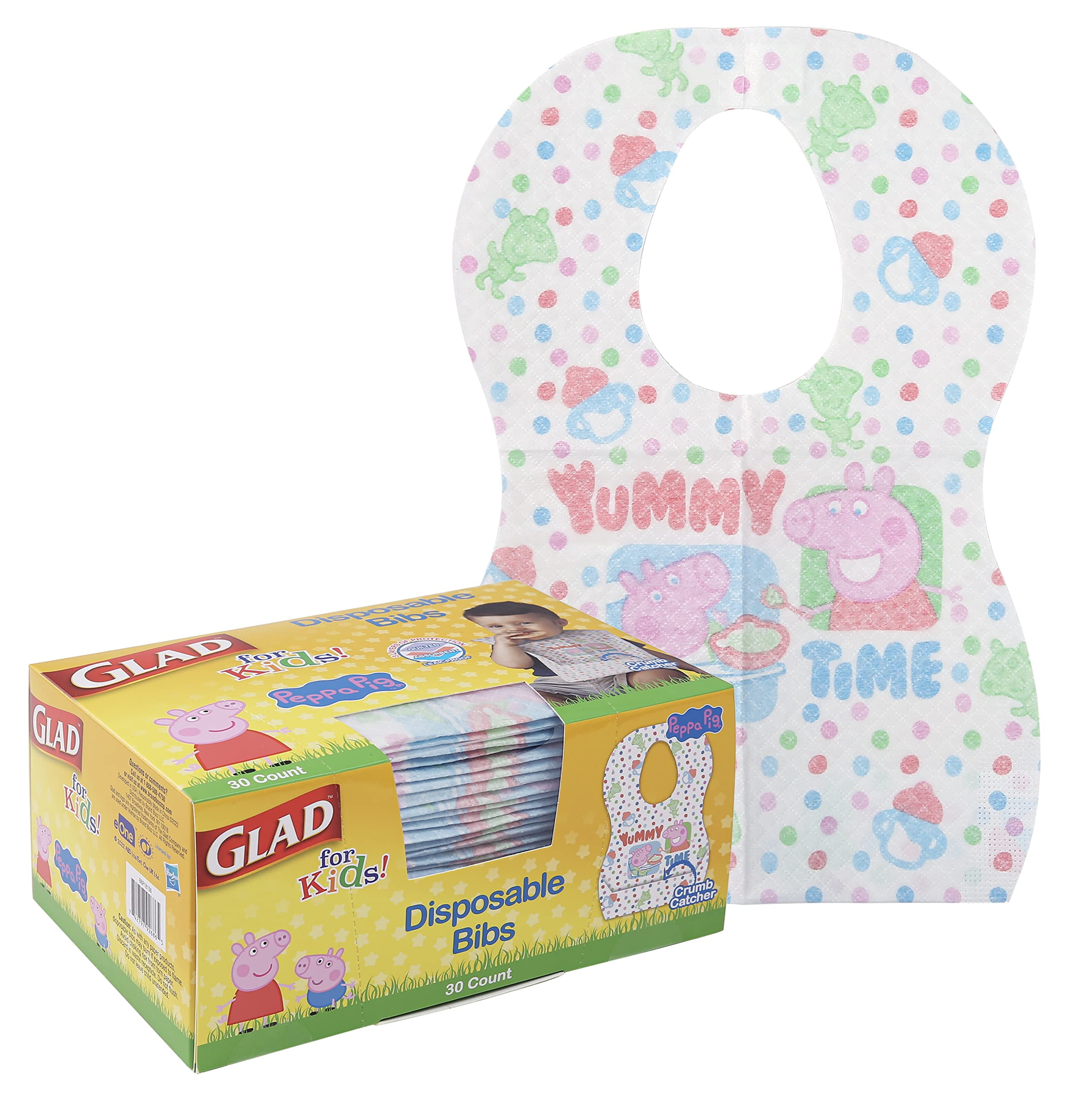Glad Peppa Pig Paper Bibs, 30 Count with Cute Peppa Pig Design for Kids