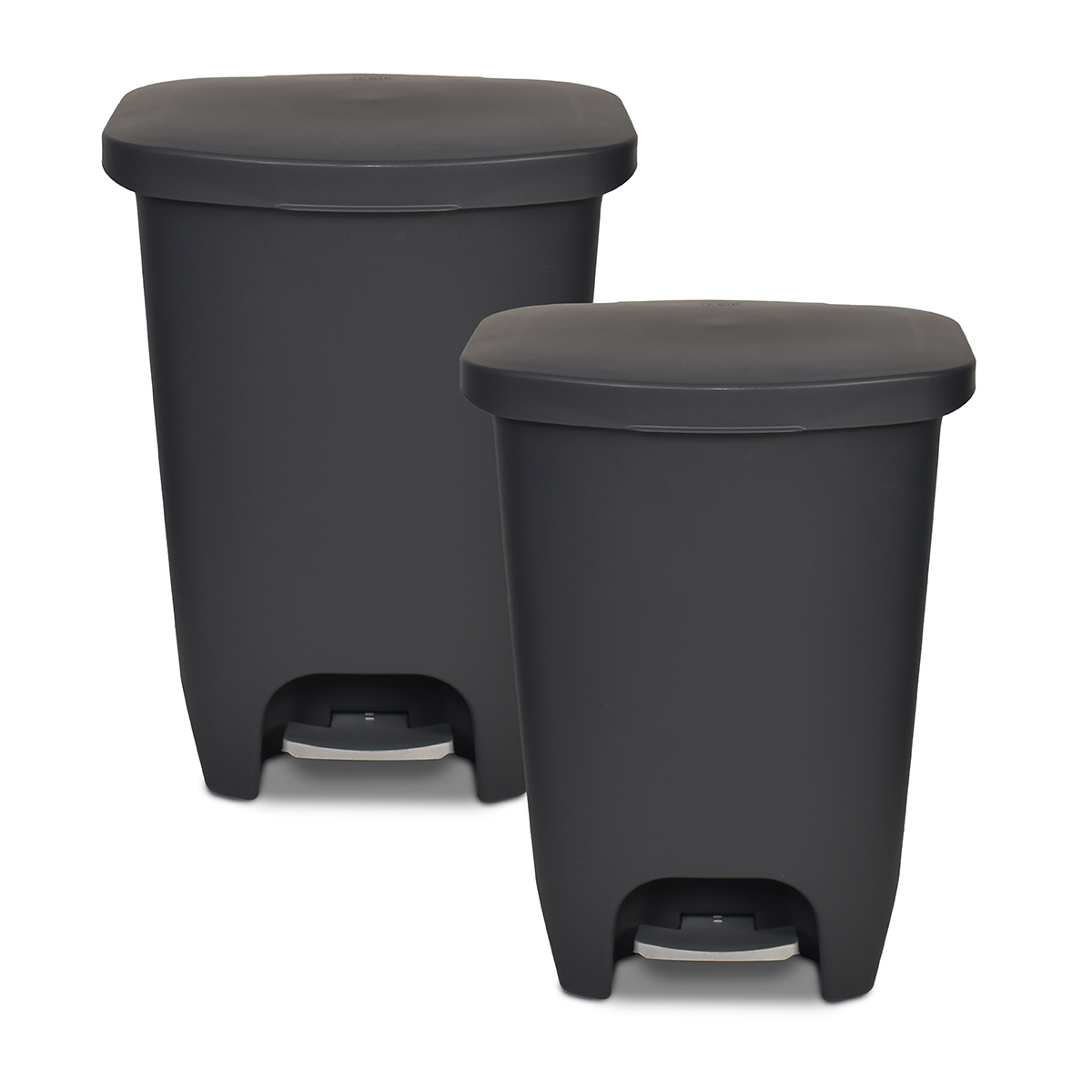 Glad Plastic Step Kitchen Garbage Can, 13 gal, Gray, 2 Pack - image 1 of 10