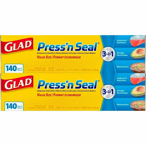Glad Press N Seal Plastic Wrap, 2 Pack/140 sq. ft.