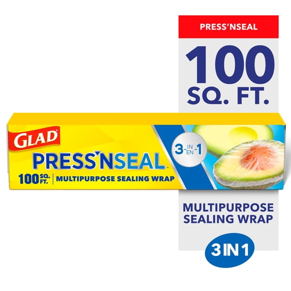 Glad Press'n Seal Plastic Food Wrap, 100 sq ft Roll