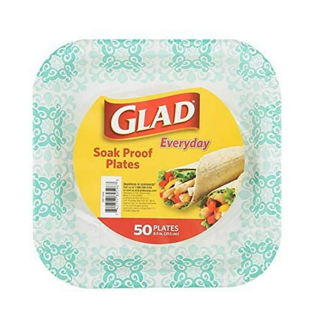 Glad Printed Disposable Paper Plates, 8 1/2 Inch