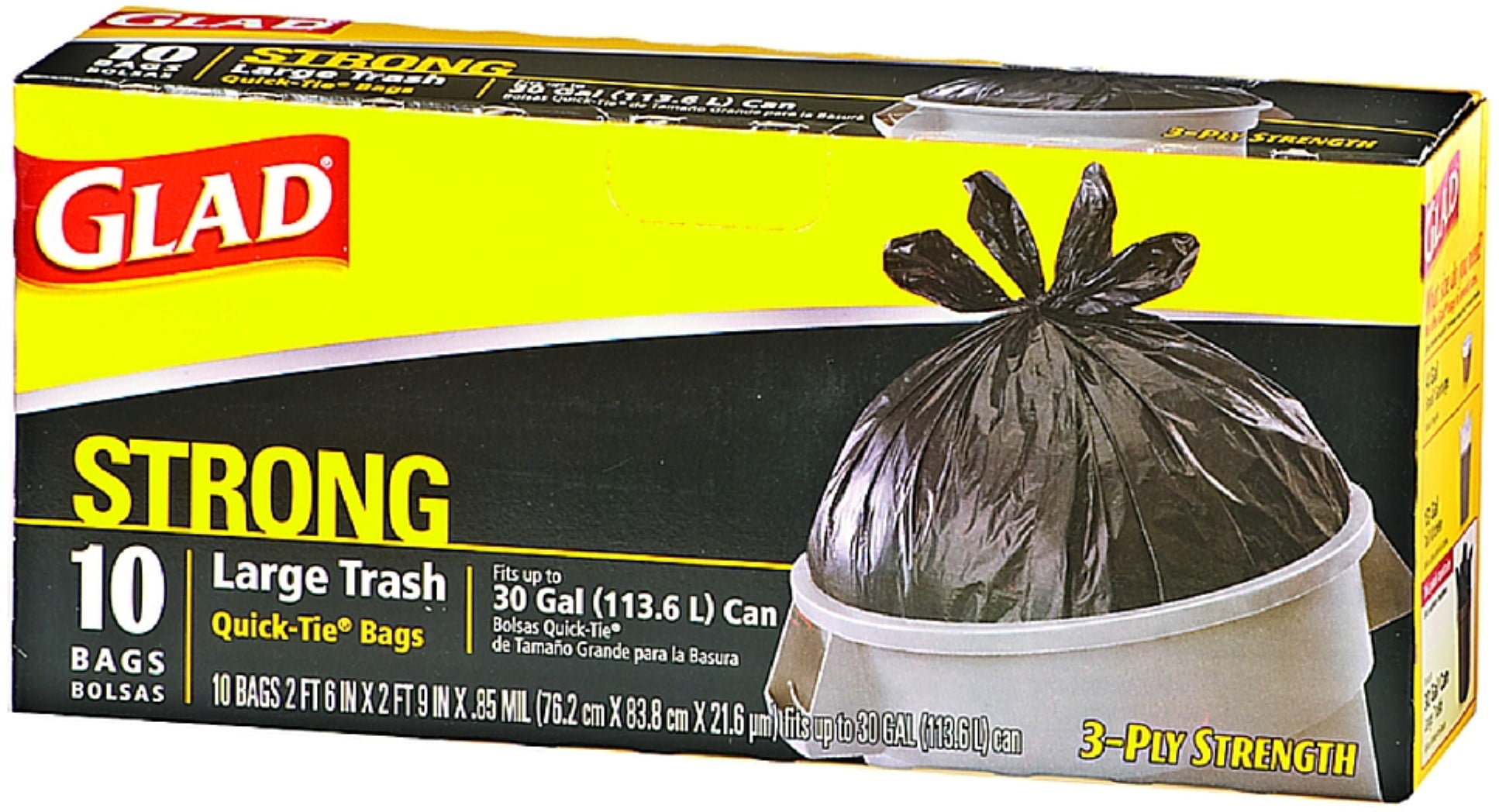 Glad Trash Bag,30 gal.,Black,PK90 78952, 1 - Kroger