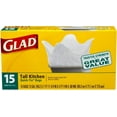 thumbnail image 1 of Glad Quick Tie Tall Kitchen Bags, 13 Gallons, White 15 ea (Pack of 4), 1 of 1