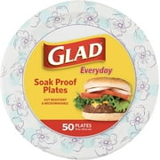 Glad Round Disposable Paper Plates 10 in, Blue FlowerSoak Proof, Cut Proof, Microwave Safe Heavy Duty Paper Plates For Parties50 Count Bulk Paper Plates 10 Inch