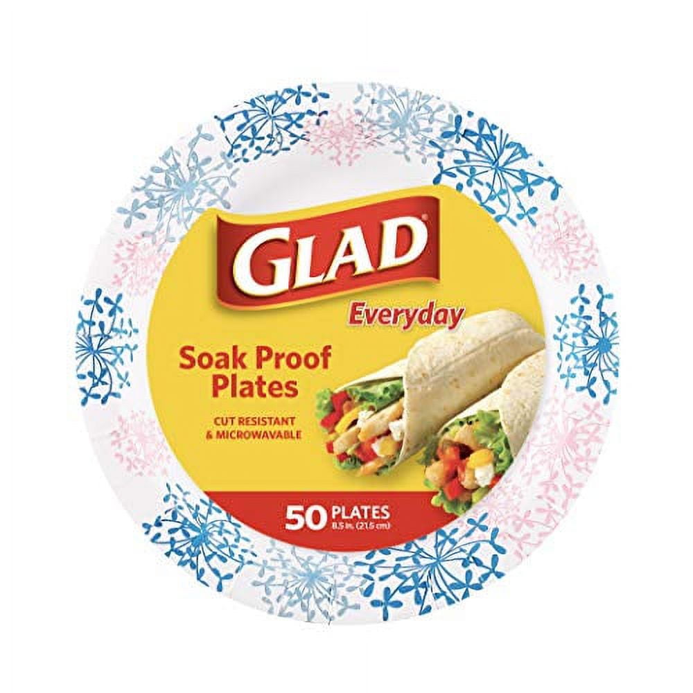 Glad BBP0100 10.25 Paper Plates 50-ct (Round Blue Hydrangea)