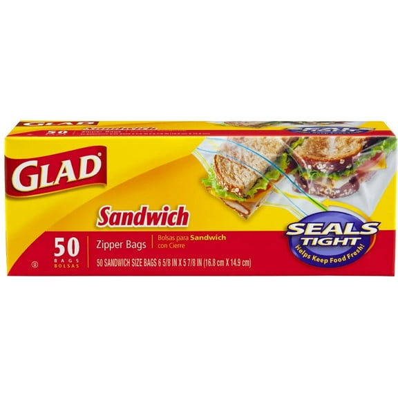 Glad Sandwich Zipper Bags 50 ea (Pack of 6)