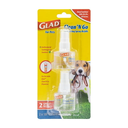 GLAD Sanitizing Spray Refills-2Pk for Clean & Go Waste bag dispenser-In 6pc. PDQ