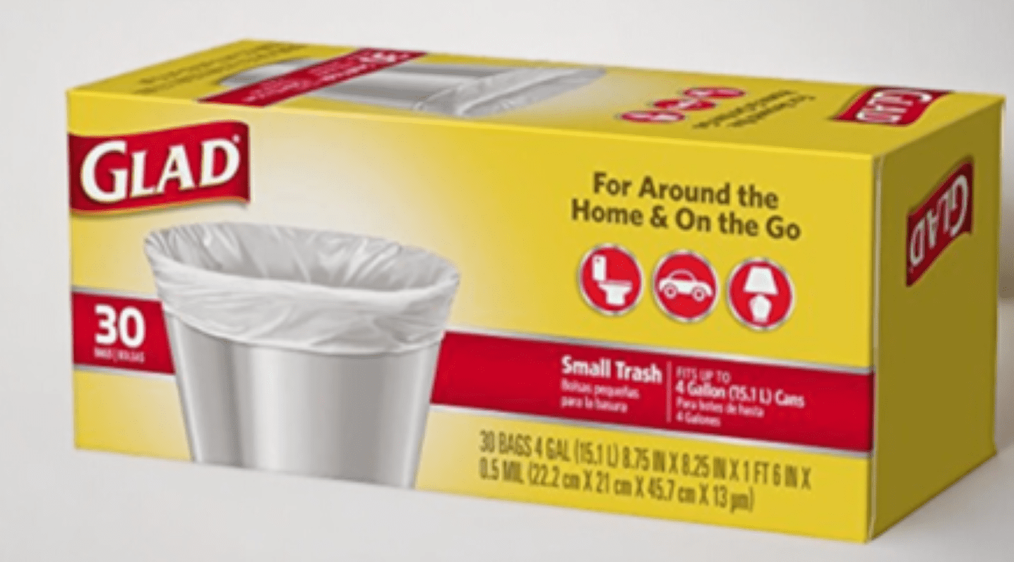 Glad Small Trash Bags - 4 Gallon White Trash Bag - 30 Count - pack of 1