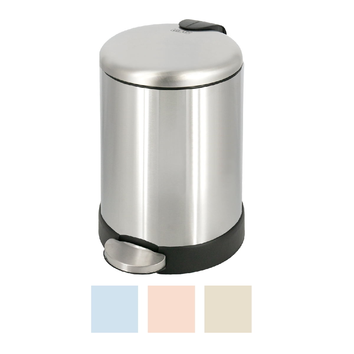 Glad Bathroom Trash Can, 1.2 Gallon Stainless Steel Small Step Garbage Bin with Lid, Silver