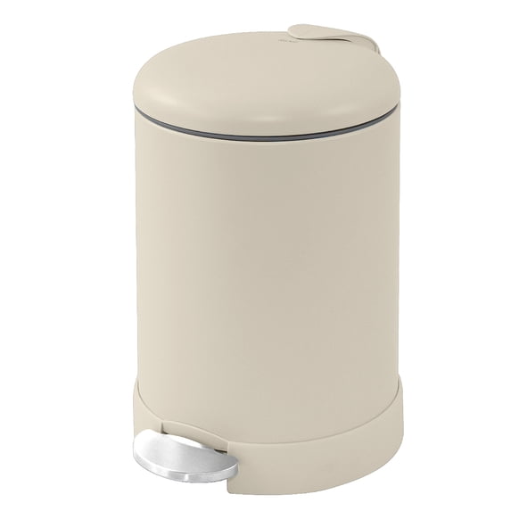 Glad Bathroom Trash Can, 1.2 Gallon Stainless Steel Small Step Garbage Bin with Lid, Beige