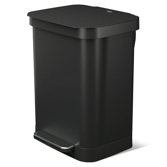 Glad Step Trash Can, Series 2 Soft Close Garbage Bin with Odor Protection, 13 Gal, Black