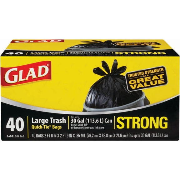 Glad, Strong Large 30 Gallon Trash Bags (Pack of 2)