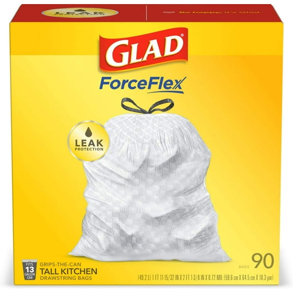 Glad Tall Drawstring Trash Bags - 13 Gallon - 90 Count