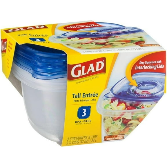 Glad Tall Entree 42 oz Containers with Lids 3 ct Pack of 6