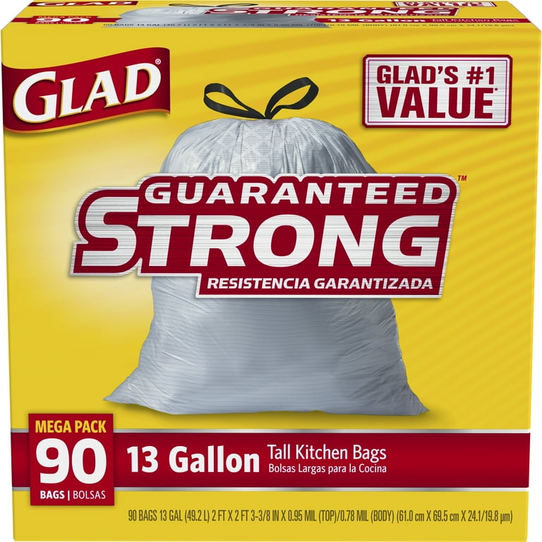 Glad Kitchen Bags, Tall, Drawstring, 13 Gallon