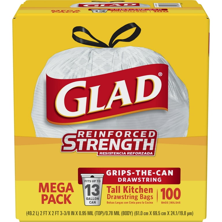 Glad Tall Kitchen Drawstring Blue Recycle Bags, 45 ct / 13 gal