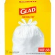 Glad 13-Gallon Tall Kitchen Quick-Tie Trash Bags, White, 68 Bags