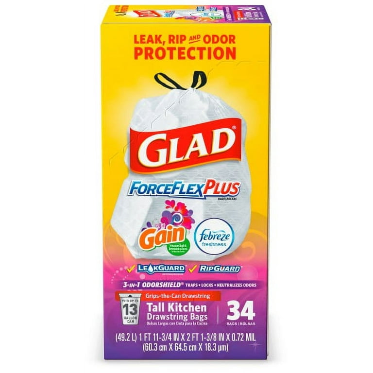 Glad ForceFlex Trash Bags with Gain Moonlight Breeze Scent