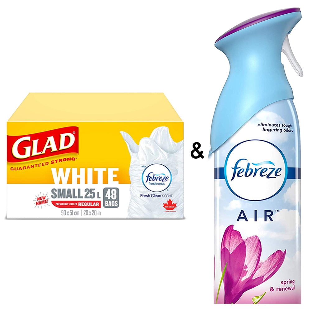 Glad® White Garbage Bags, Small, 25 Litres, Febreze Fresh Clean